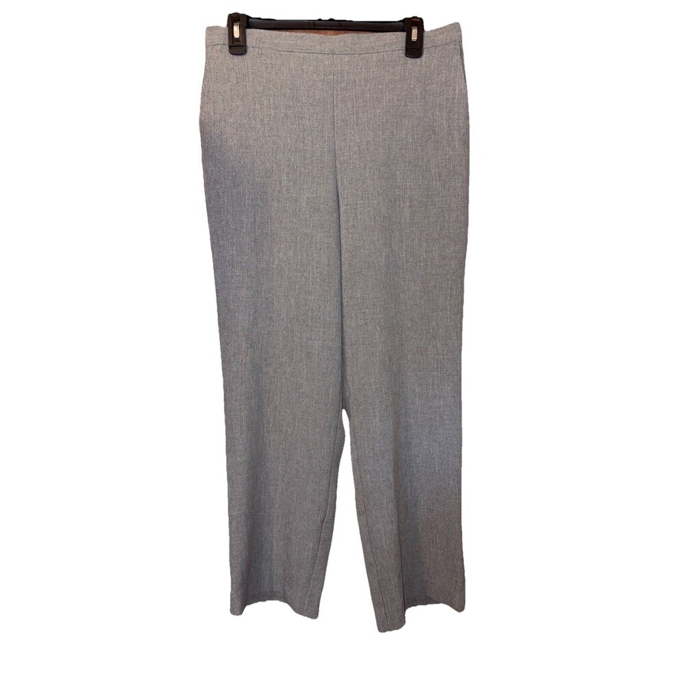 Alfred Dunner Women's Gray Slacks Size 12 Elastic Waist Flat Front Pants Pockets